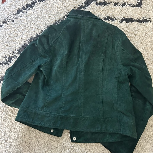 Green Suede blank NYC moto biker Women's Jacket - Picture 2 of 5